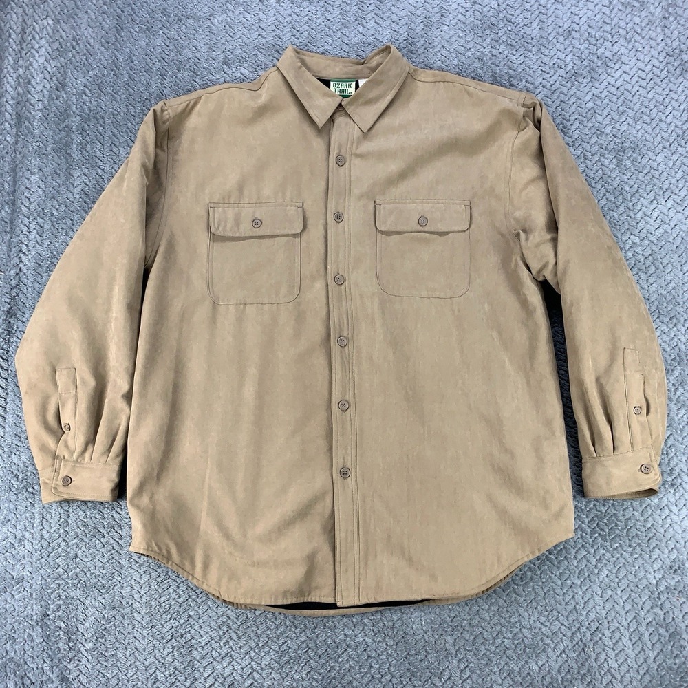 Vintage Ozark Trail Shirt Jacket Fleece Lining Faux Suede Men's Size Large
